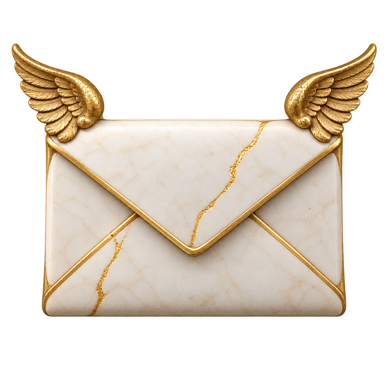 Ivory and gold winged envelope sculpture